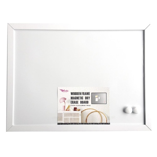 [220590] PIZARRA MAGNÉTICA CON MARCO DE MADERA BLANCO 30X40CM