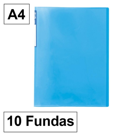 [180668] CARPETA DE FUNDAS RAYLU PAPER PREMIUM A4 · 10 FUNDAS (AZUL) · TRANSLÚCIDA · FUNDAS CRISTAL SOLDADAS · PP 100% BIODEGRADABLE