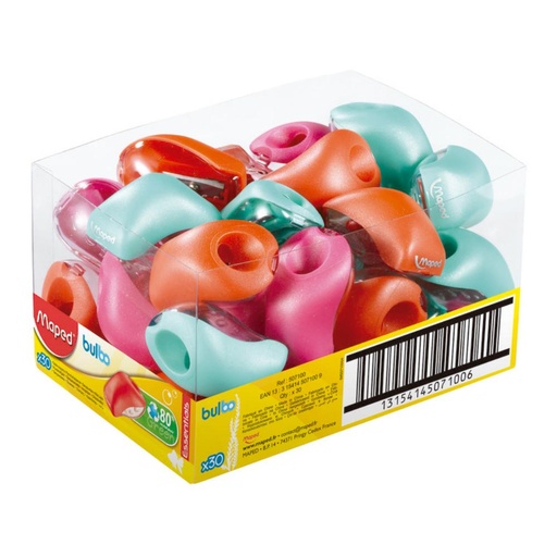 [649124] SACAPUNTAS DE UN ORIFICIO CON DEPÓSITO Y COLORES SURTIDOS MAPED BULBO