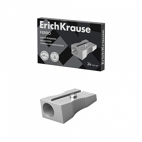 [080061] SACAPUNTAS ERICHKRAUSE FERRO – METÁLICO, 1 ORIFICIO (Ø 8 MM), SIN DEPÓSITO – COLOR PLATA – 24 UDS (CAJA)