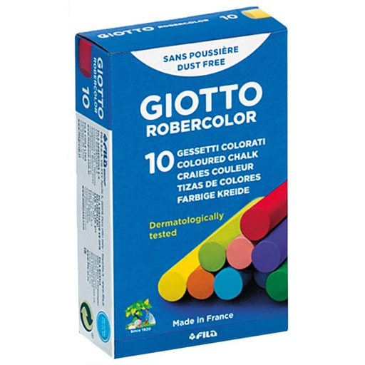 [630008] TIZA COLOR ANTIPOLVO ROBERCOLOR CAJA DE 10 UNIDADES – COLORES SURTIDOS