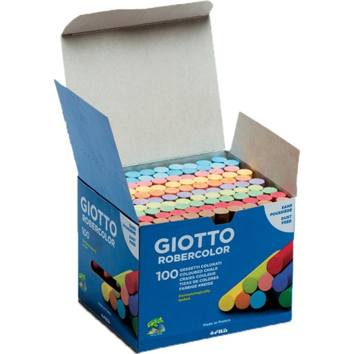 [630012] TIZA COLOR ANTIPOLVO ROBERCOLOR CAJA DE 100 UNIDADES – COLORES SURTIDOS