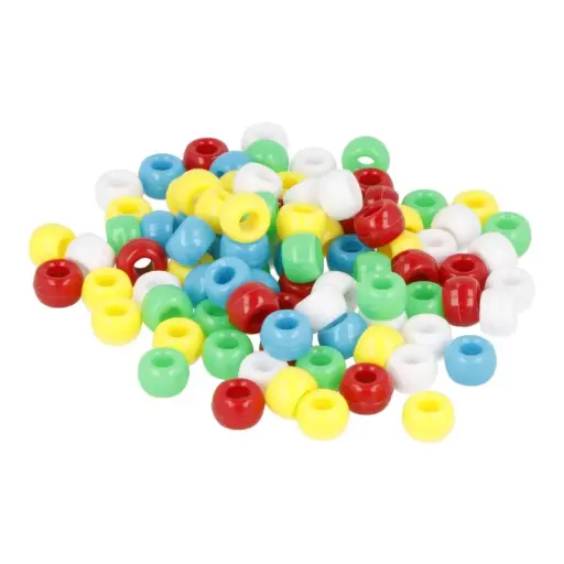 [825286] CUENTAS DE PLÁSTICO ECO GROSSELLA MULTICOLOR OPACO 9MM 400 UDS