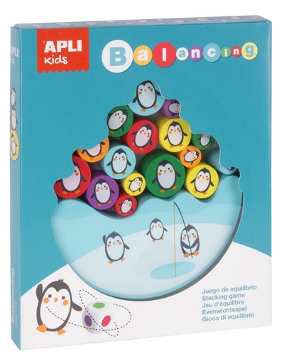 [710257] JUEGO APLI DE EQUILIBRIO PINGÜINOS – MADERA – 16 PIEZAS + DADO + BASE ICEBERG – EDUCATIVO INFANTIL +4 AÑOS – 8410782172031