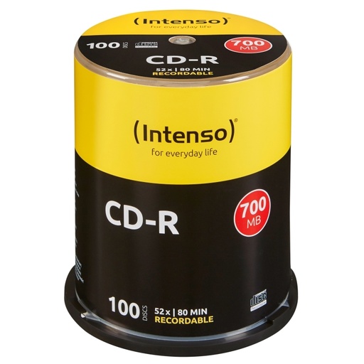 [120508] CD-R INTENSO 700 MB · 80 MIN · 52X · TUBO/SPINDLE 100 UDS