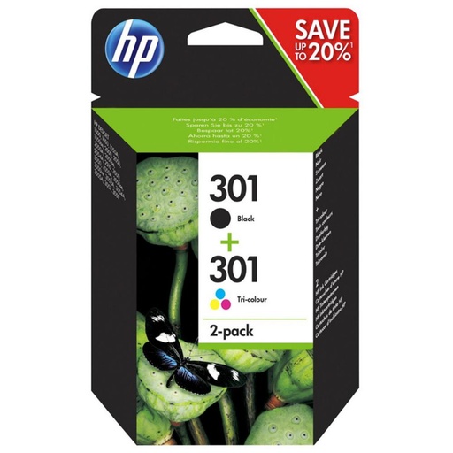 [165684] HP Nº301 PACK 2 CARTUCHOS (NEGRO/TRICOLOR)