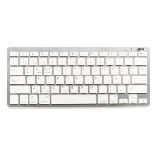 [800290] IGGUAL TECLADO BLUETOOTH SLIM TKL-BT PLATA 2 CANALES