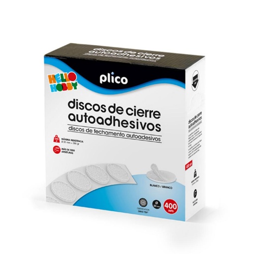 [068877] DISCO DE CIERRE PLICO VELCRO AUTOADHESIVO 20 MM BLANCO – CAJA 400 UDS