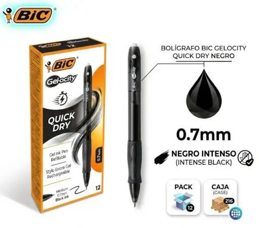 [081393] BOLÍGRAFO BIC GELOCITY QUICK DRY NEGRO