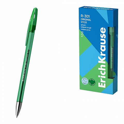 [081307] BOLÍGRAFO DE GEL ERICHKRAUSE R-301 GEL STICK ORIGINAL 0.5 – VERDE – 12 UDS (CAJA)