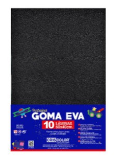 [825137] HOJAS DE GOMA EVA CON PURPURINA  – LÁMINAS UNICOLOR (NEGRA – 40x60x0,2 CM)