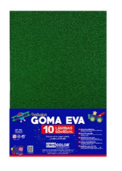 [825389] HOJAS DE GOMA EVA CON PURPURINA  – LÁMINAS UNICOLOR (VERDE OSCURO – 40x60x0,2 CM)