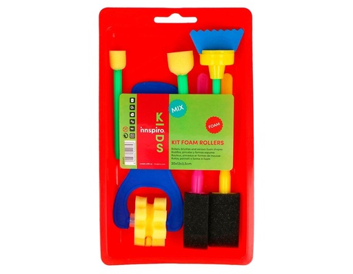 [825245] INNSPIRO – KIT DE PINTURA INFANTIL CON RODILLOS, PINCELES Y FORMAS DE ESPUMA (REF. 800401)