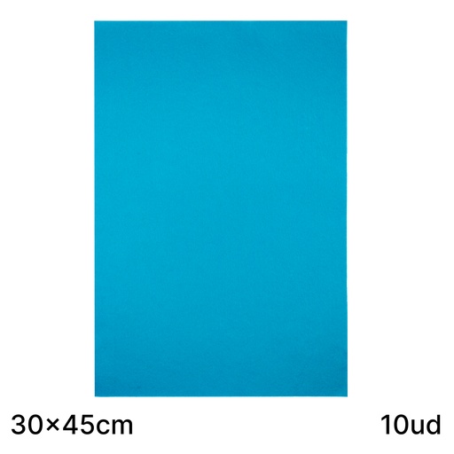 [825132] INNSPIRO – LAMINA FIELTRO ACRÍLICO  AZUL TURQUESA (LÁMINAS 30x45 CM – 1 MM – 160 g/m² – PACK 10 UNIDADES)