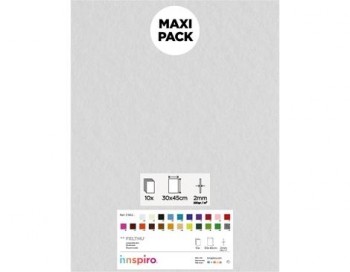 [650380] INNSPIRO – LAMINA FIELTRO ACRÍLICO  BLANCO (LÁMINAS 30x45 CM – 1 MM – 160 g/m² – PACK 10 UNIDADES)