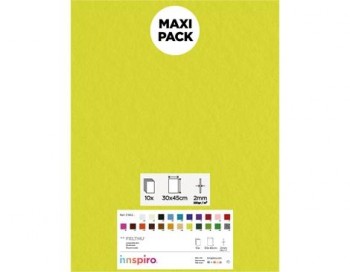 [650391] LAMINA FIELTRO ACRÍLICO LIMA 30x45 CM 160 g/m² PACK 10 UNIDADES INNSPIRO