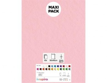 [650384] INNSPIRO – LAMINA FIELTRO ACRÍLICO  ROSA CLARO (LÁMINAS 30x45 CM – 1 MM – 160 g/m² – PACK 10 UNIDADES)