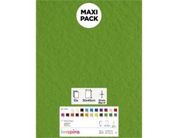 [650386] INNSPIRO – LAMINA FIELTRO ACRÍLICO  VERDE CITRICO (LÁMINAS 30x45 CM – 1 MM – 160 g/m² – PACK 10 UNIDADES)