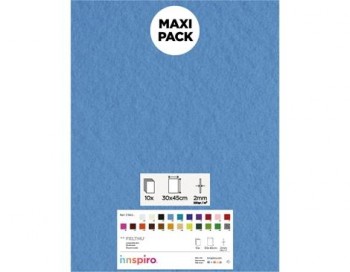 [650379] INNSPIRO – LAMINA FIELTRO ACRÍLICO AZUL NAUTICO (LÁMINAS 30x45 CM – 1 MM – 160 g/m² – PACK 10 UNIDADES)