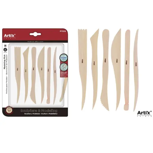[650480] INSTRUMENTOS DE MODELAR 6 UDS MADERA