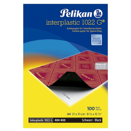 [029962] PAPEL CARBÓN PELIKAN NEGRO INTERPLASTIC DIN A4 – CAJA DE 100 HOJAS