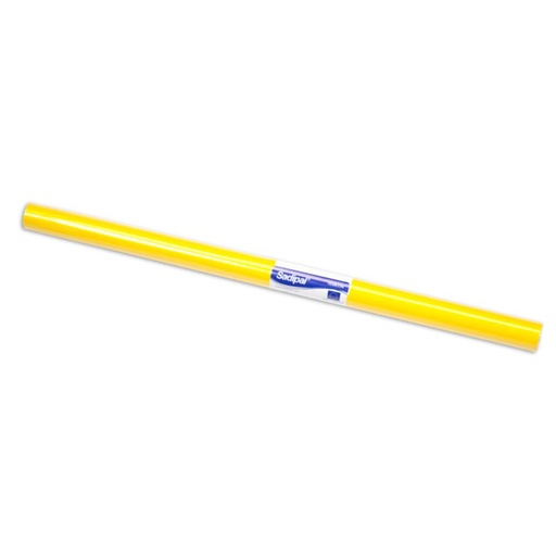[600227] PAPEL CHAROL SADIPAL · ROLLO 50 CM × 16,25 M (25 HOJAS 50×65) · 65 g/m² · AMARILLO · ESTUCADO BRILLANTE · 100% RECICLABLE Y BIODEGRADABLE