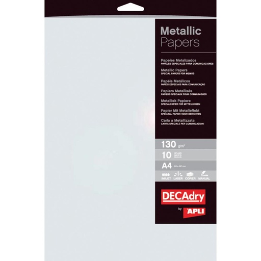 [002091] PAPEL METALIZADO PERLA A4 – 130 g/m² – PACK DE 10 HOJAS