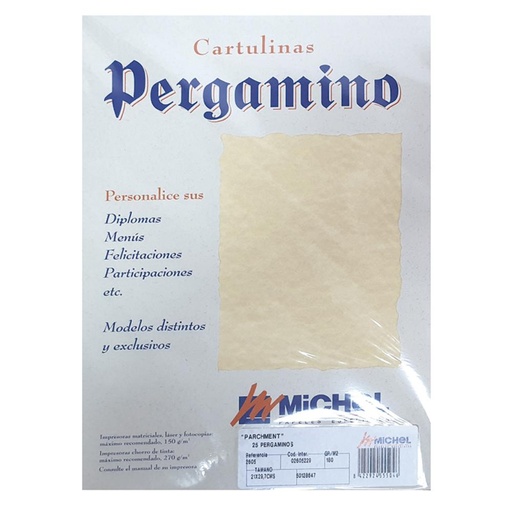 [002916] PAPEL PERGAMINO DIN A4 TROQUELADO 150 g/m² – COLOR PARCHMENT OCRE – PACK 25 HOJAS