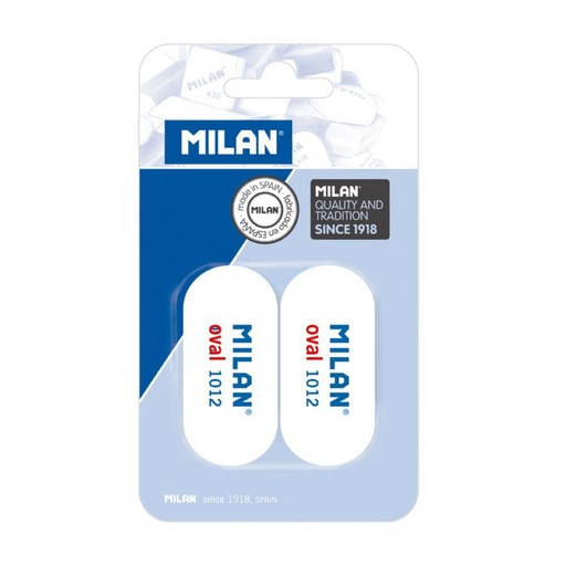[650012] BLÍSTER MILAN 1012 – GOMAS DE BORRAR SUAVES PARA LÁPIZ (ESCOLAR/OFICINA) 4 GOMAS