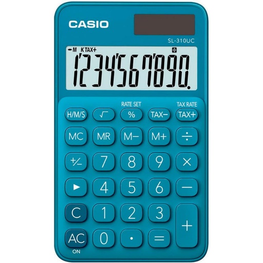 [247851] CALCULADORA CASIO SL-310UC AZUL · 10 DÍGITOS · PANTALLA XL · SOLAR + PILA · IMPUESTOS · TIEMPO · % MARGEN