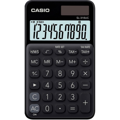 [247850] CALCULADORA CASIO SL-310UC NEGRA · 10 DÍGITOS · PANTALLA XL · SOLAR + PILA · IMPUESTOS · TIEMPO · % MARGEN