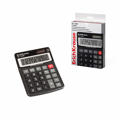 [220581] CALCULADORA DE MESA 12 DÍGITOS – ERICHKRAUSE DC-312N CLASSIC – NEGRO – CAJA 1 UD