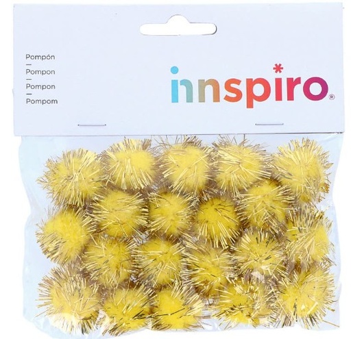 [825792] POMPON BRILLANTE AMARILLO 25MM 20UD