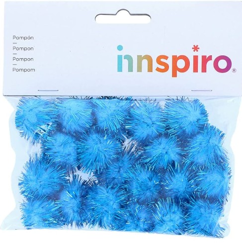 [825793] POMPON BRILLANTE AZUL 25MM 20UN