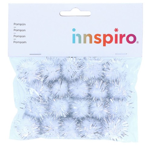 [825794] POMPON BRILLANTE BLANCO 25MM 20UD