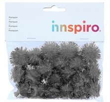 [825795] POMPON BRILLANTE NEGRO 25MM 20UD
