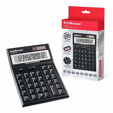 [220596] CALCULADORA DE MESA 12 DÍGITOS – ERICHKRAUSE PC-KEY KC-500-12 CLASSIC – NEGRO – CAJA 1 UD