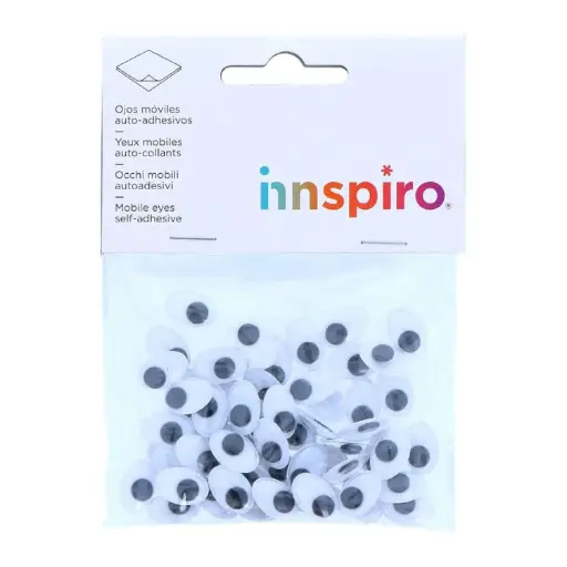 [825845] OJOS MÓVILES NEGROS AUTOADHESIVOS OVALADOS 12×16 MM 50 UNIDADES INNSPIRO