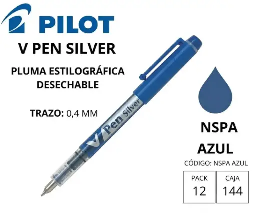 [119389] PLUMA PILOT V PEN SILVER AZUL 