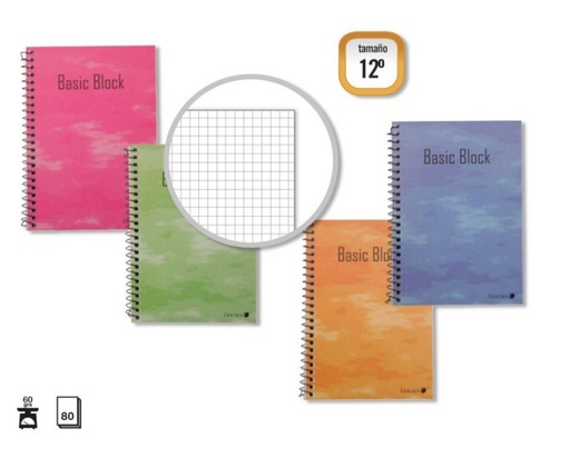 [001141] BLOC ESPIRAL GOLDEN 12º NATURAL 85 × 125 MM – 80 HOJAS, 60 G/M², CUADRÍCULA, ESPIRAL LATERAL