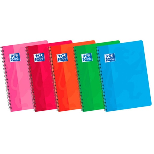 [029112] BLOC OXFORD 4º (A5+) ESPIRAL RAYADO CUADRO 4MM– 80 HOJAS 90 G/M², TAPA BLANDA PLASTIFICADA