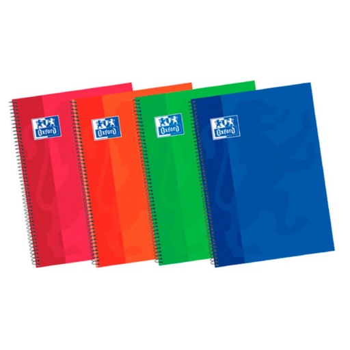 [028589] BLOC OXFORD 4º (A5+) ESPIRAL RAYADO HORIZONTAL– 80 HOJAS 90 G/M², TAPA EXTRADURA,  COLORES SURTIDOS