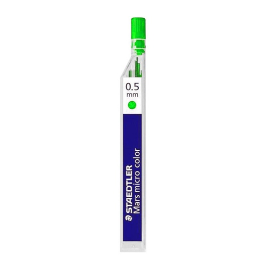 [081404] MINAS MARS MICRO COLOR VERDE 0,5 mm HB (TUBO 12 UDS.) STAEDTLER