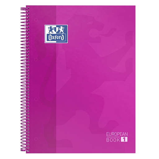 [028519] BLOC OXFORD A4+ ESPIRAL CUADRÍCULA 5 MM  FUCSIA– 80 HOJAS, TAPA EXTRADURA, MICROPERFORADO, 4 TALADROS (EUROPEANBOOK 1)