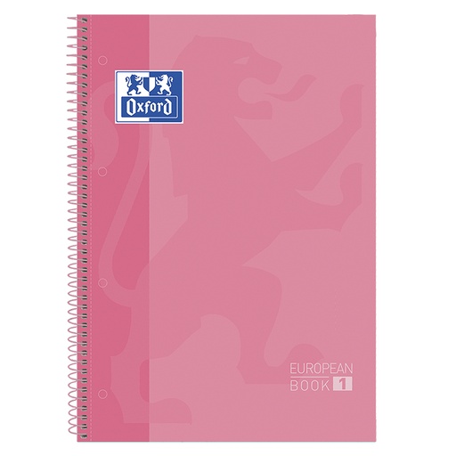 [028520] BLOC OXFORD A4+ ESPIRAL CUADRÍCULA 5 MM ROSA CHICLE – 80 HOJAS, TAPA EXTRADURA, MICROPERFORADO, 4 TALADROS (EUROPEANBOOK 1)