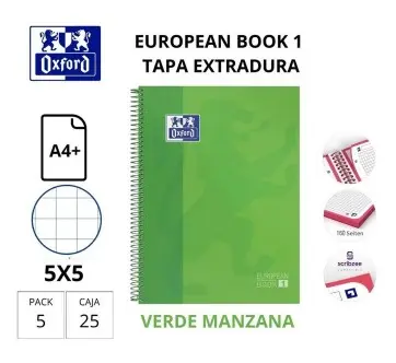 [029111] BLOC OXFORD A4+ ESPIRAL CUADRÍCULA 5 MM VERDE MANZANA (EUROPEANBOOK 1) 