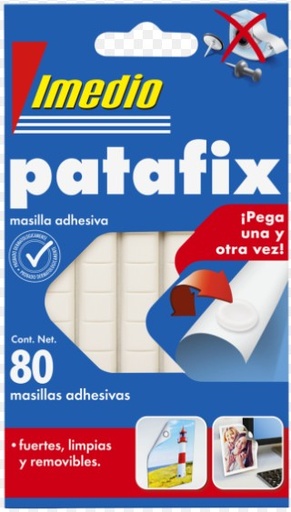 [825555] MASILLA ADHESIVA PATAFIX REMOVIBLE 80 UNIDADES – IMEDIO