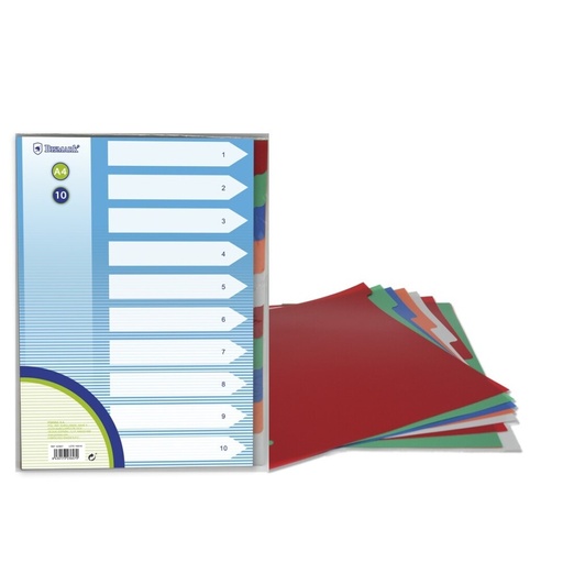 [180464] SEPARADORES A4 POLIPROPILENO 10 COLORES BISMARK