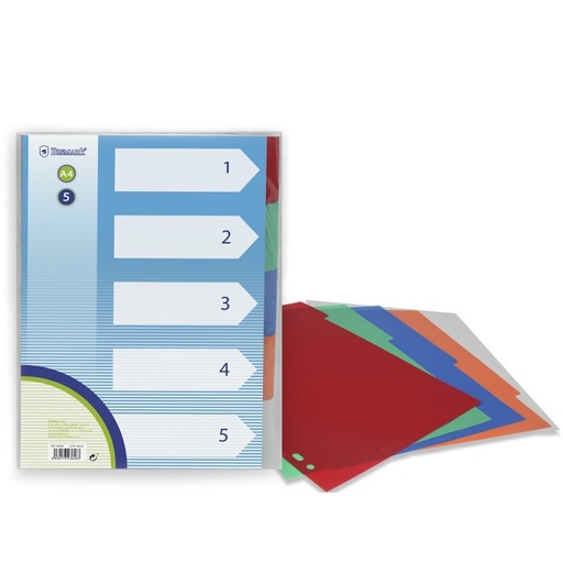[180463] SEPARADORES A4 POLIPROPILENO 5 COLORES 