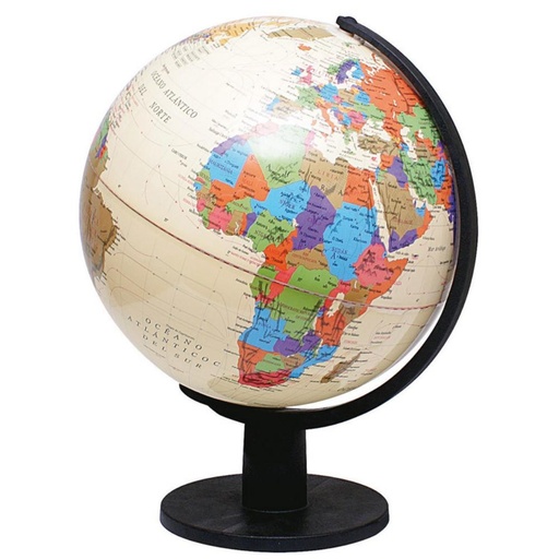 [514004] RAYLU PAPER® – GLOBO TERRÁQUEO ILUMINADO GIRATORIO 20 CM CREMA, CARTOGRAFÍA EN ESPAÑOL